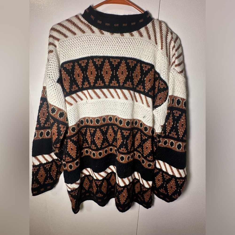 Vintage 1990s Trimmings Plus Abstract Knitted Sweater / Vintage 90s Crewneck /